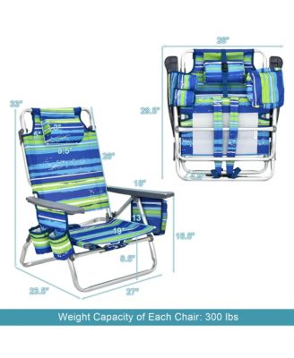 4-Pack Folding Backpack Beach Chair 5-Position Outdoor Reclining Chairs
