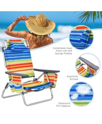 4-Pack Folding Backpack Beach Chair 5-Position Outdoor Reclining Chairs