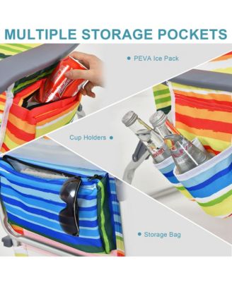 4-Pack Folding Backpack Beach Chair 5-Position Outdoor Reclining Chairs