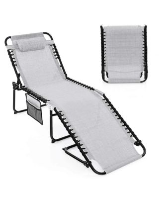 Patio Folding Chaise Lounge Chair Portable Sun Lounger with Adjustable Backrest