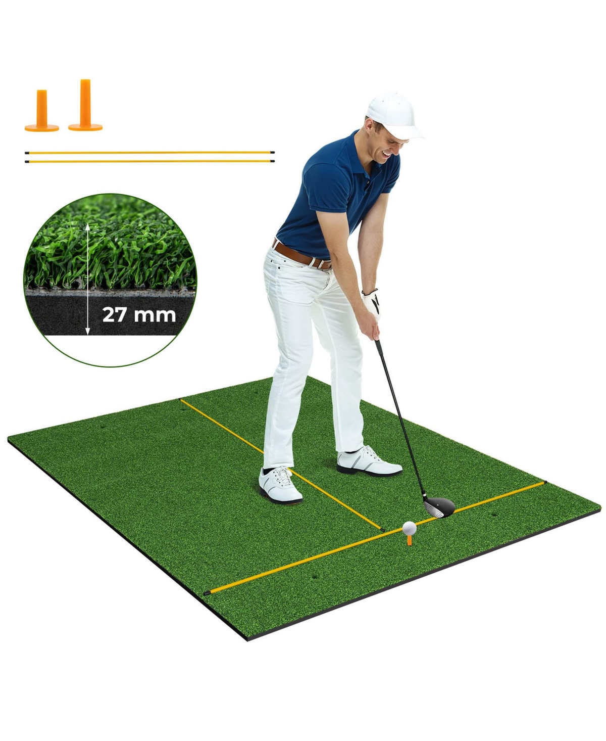 5 x 4 Ft Golf Hitting Mat Artificial Indoor Outdoor Turf Golf Training Mat 27 mm - Green