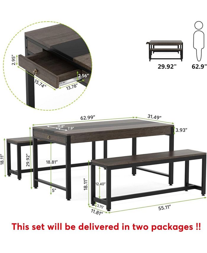 Tribesigns 63 Inch Large Dining Table Set for 4 to 6, Kitchen Breakfast ...