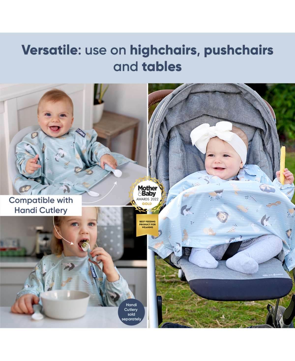 Bibado Long Sleeve Feeding Bibs ages 6-36 Stain Free Clothing 100% Waterproof & Easy-Wipe Material