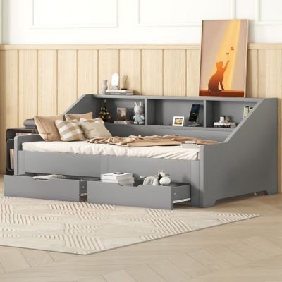 Streamdale Twin-to-King Daybed Frame with Storage and Charging