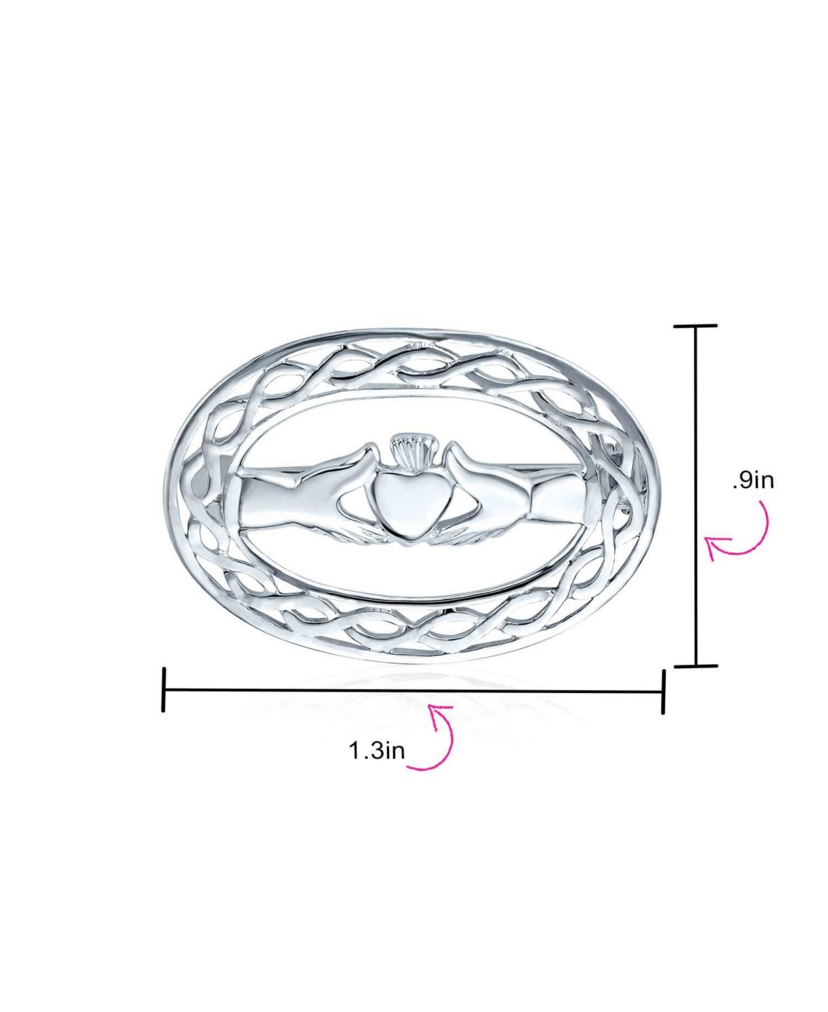 Bling Jewelry Irish Celtic Love Knot Oval Hands Heart Crown Claddagh Scarf Brooch Pin For Women Sterling- Silver