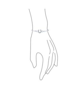 Good Luck Horseshoe Bangle Equestrian Bracelet Graduation Gift Cubic Zirconia CZ Pave Sterling Silver