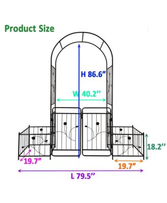 Metal Garden Arch with Gate, 79.5" W x 86.6" H