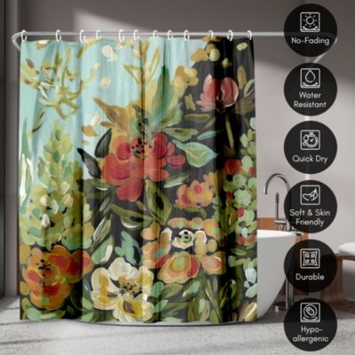 Warm Waves by PI Creative Art Floral Painted Shower Curtain, 71" x 74"