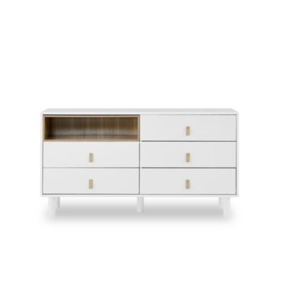 Multifunctional 5-drawer cabinet with leather handles