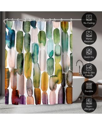 71x74 Abstract Shower Curtain - Watercolor Strokes by Lisa Nohren