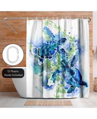  Sea Turtles by Suren Nersisyan Coastal Shower Curtain, 71x74