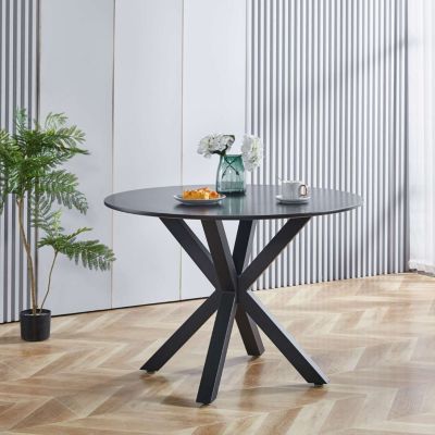 Mid-Century Black Dining Table for 4-6 People