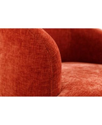 Chenille Swivel Barrel Chair with Metal Ring