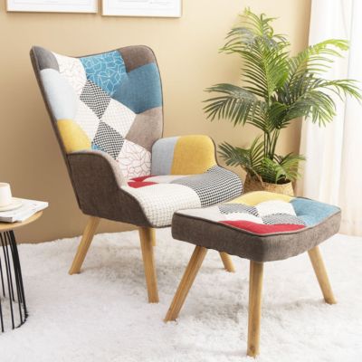 Streamdale Spliced Accent Chair and Ottoman Set