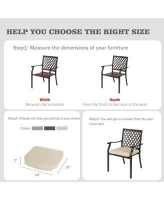 Outdoor Chair Cushion W18''xD19'' Soft and Fade-resistant Polyester, Invisible Zipper for Easy Cleaning, Two Sets of  Ties for High Adaptability-Set of 2.