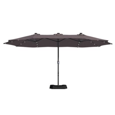 Outdoor Double-Sided Patio Umbrella with Base 36 LED Light Market Umbrella with Cover