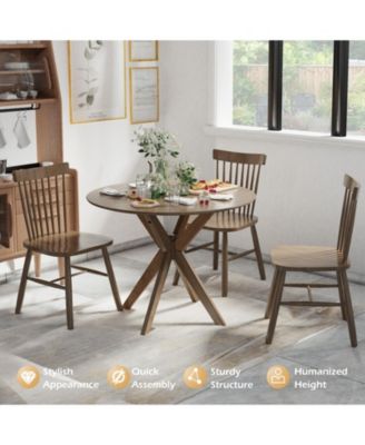 36 Inch Round Wood Dining Table with Intersecting Pedestal Base