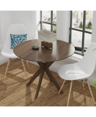 36 Inch Round Wood Dining Table with Intersecting Pedestal Base