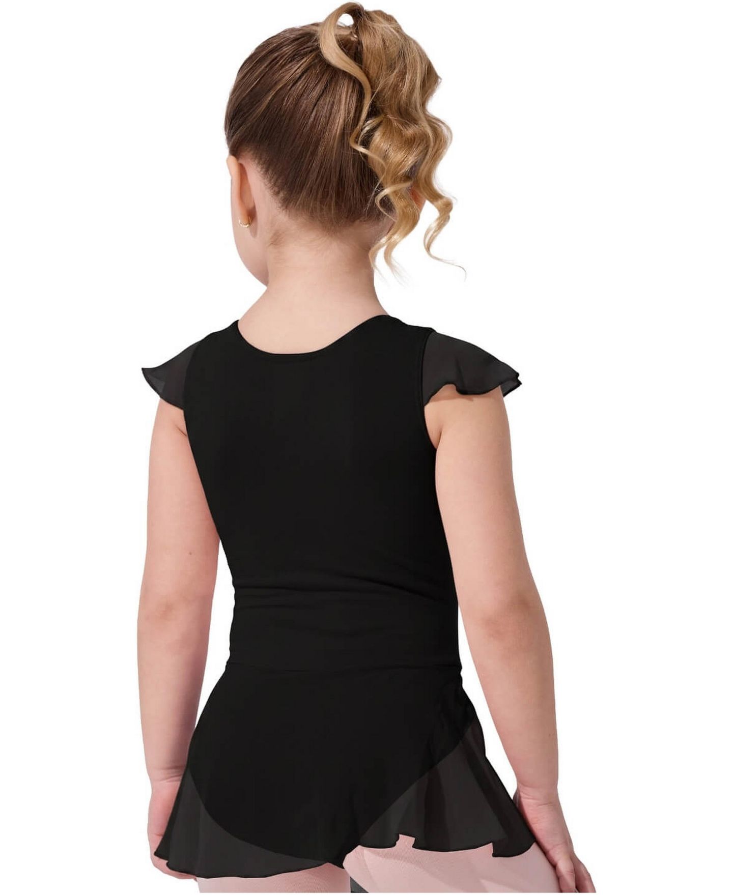 Детское платье Capezio Flutter Sleeve Dress - Girls, цвет: Чёрный — фото 2