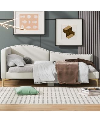 Streamdale Twin Size Upholstered Daybed With Headboard And Armrest, Support Legs