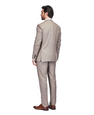 Men's 3 Piece Slim Fit Brown Check Suit