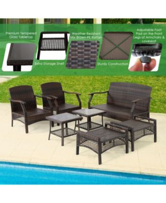 7 Pieces Outdoor Patio Furniture Set with Waterproof Cover