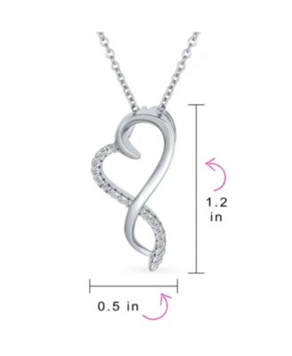 Ribbon Promise Love Twisted Ribbon Open Heart Shape Pave CZ Infinity Pendant Intertwining Heart Necklace  Sterling Silver