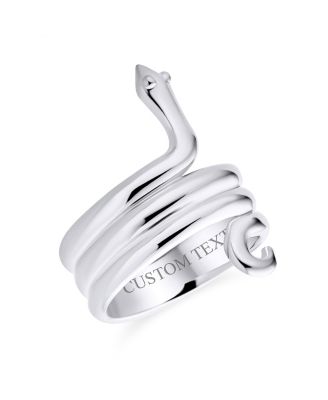 Garden Animal Pet Reptile Egyptian Stack Wrap Coil Serpent Snake Ring Band .925 Sterling Silver