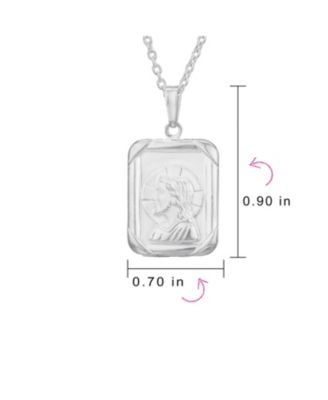Religious Metal Square Dog tog Style Medallion Face of Jesus Christ Head Necklace Pendant Sterling Silver
