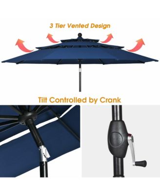 10ft 3 Tier Patio Market Umbrella Aluminum Shade Shelter Double Vented Turquoise