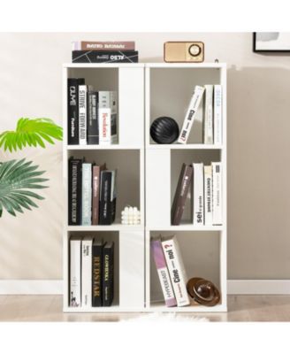 3-Tier 6 Cube White Freestanding Bookcase with Anti-toppling Device