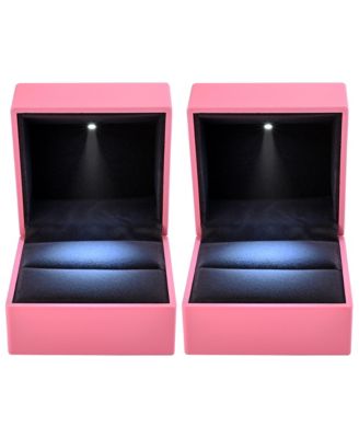 LED Ring Box Jewelry Wedding Engagement Proposal Lighted Pin Storage Case 2 Pack
