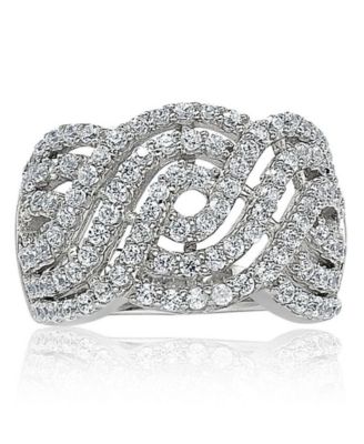 Suzy Levian Sterling Silver Cubic Zirconia Pave Swirl Ring