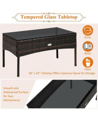 3 Pieces Patio Furniture Conversation Sets with 5 Cozy Cushions