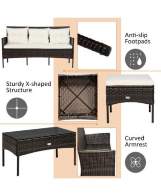 3 Pieces Patio Furniture Conversation Sets with 5 Cozy Cushions