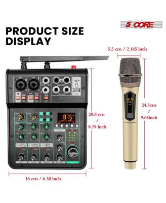 Audio Mixer 4 Channel • DJ Equipment Digital Sound Board • Karaoke XLR Mixers w Bluetooth USB