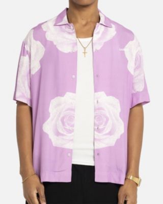 Men's Rose Bunch Button Up Shirt - XXXLarge, Light/Pastel Purple