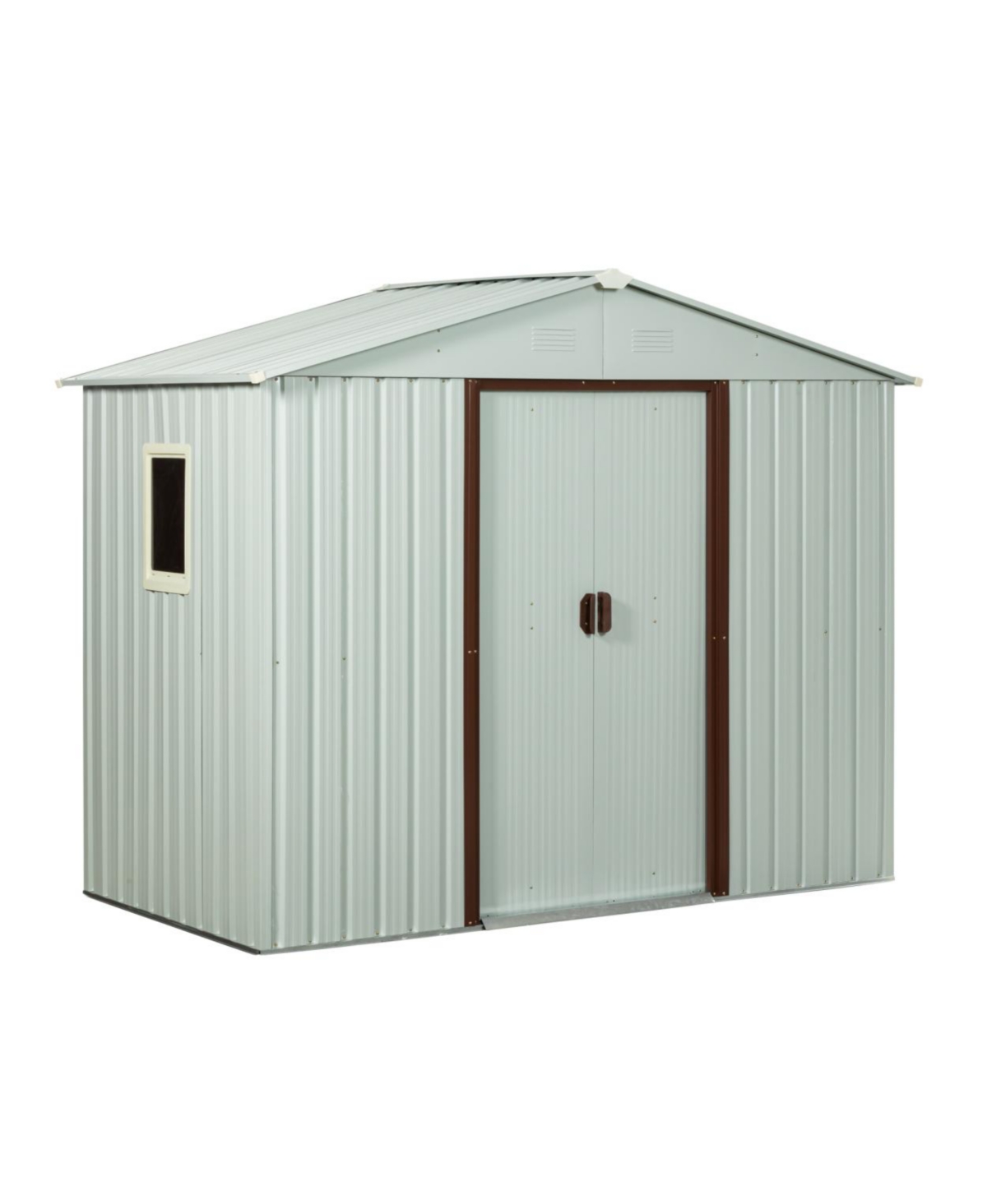 6FT X 5FT Outdoor Metal Storage Shed With Window White - White