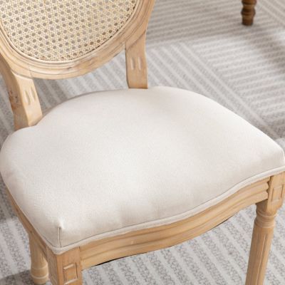 Antique Rattan Back Dining Chairs, Set of 2