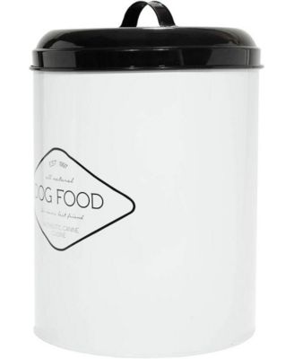 Buster Dog Food Metal Treat Storage Canister, 8.5 qt, White w/ Black Lid