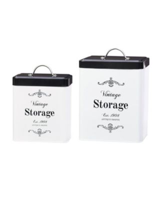 Antique Shoppe Vintage Storage Metal Canisters, Food Safe, Push Top Lid, Large, 208 Ounces