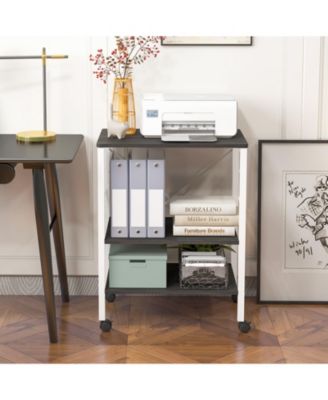 3-Tier Kitchen Baker's Rack with Microwave Shelf, Storage Hooks, and Utility Cart