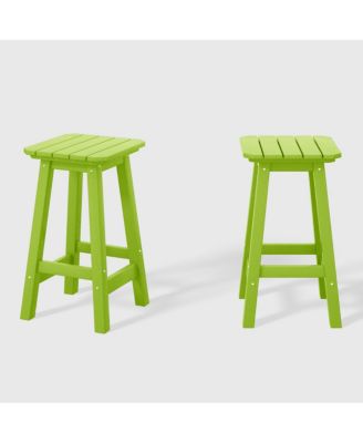 24" HDPE Outdoor Patio Counter High Backless Square  Set of 2
