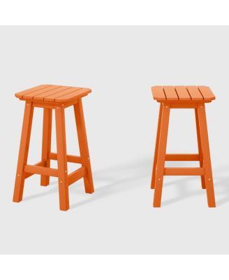24" HDPE Outdoor Patio Counter High Backless Square  Set of 2