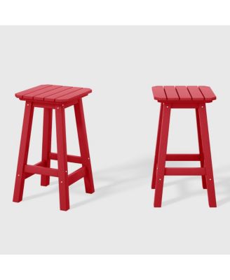 24" HDPE Outdoor Patio Counter High Backless Square  Set of 2