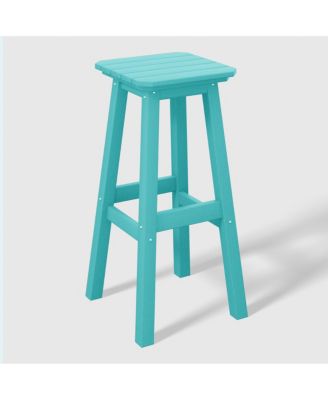 29" HDPE Outdoor Patio Square Bar Stools (Set of 3)
