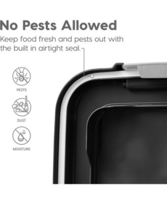 USA 54 Lbs / 69 Qt WeatherPro Airtight Pet Food Storage Container with Attachable Casters, For Dog Cat Bird and Other Pet Food Storage Bin, Keep Fresh, Translucent Body, Easy Mobility, Black