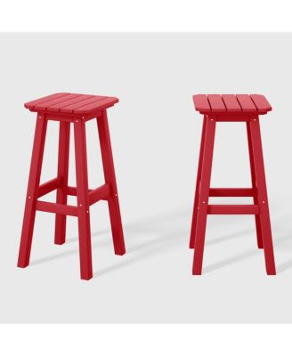 29" HDPE Outdoor Patio Square Bar Stools Set of 2