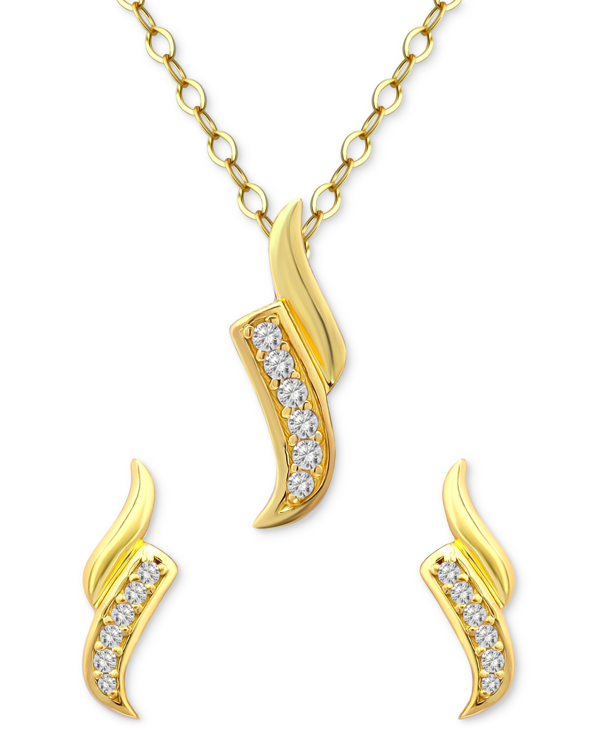 Giani Bernini 2-pc. Set Cubic Zirconia Swirl Pendant Necklace & Matching Stud Earrings In 18k Gold-plated Sterling In Gold