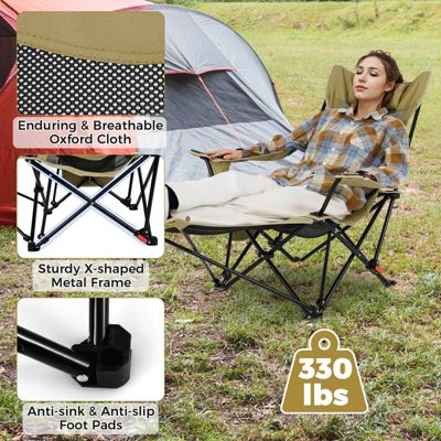 Folding Camping Chair with Detachable Footrest